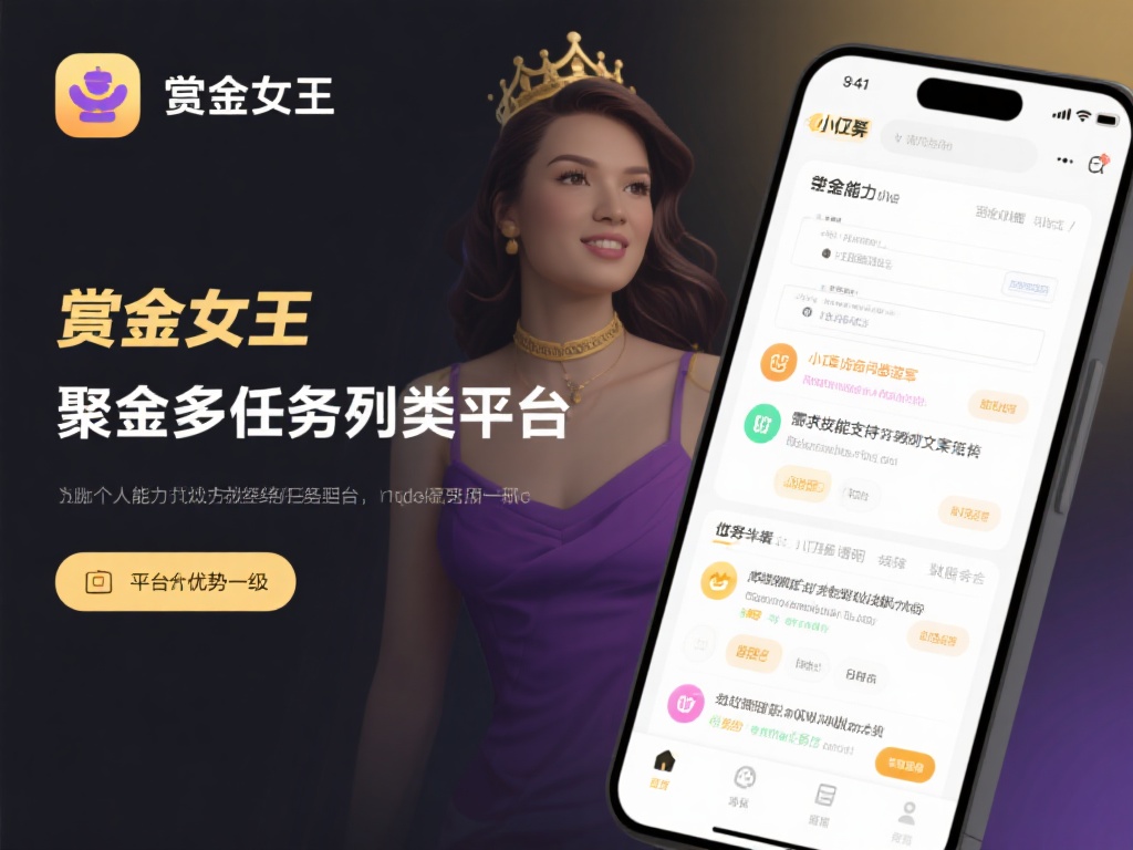 赏金女王是一款聚合多任务类型的平台，用户可以通过完